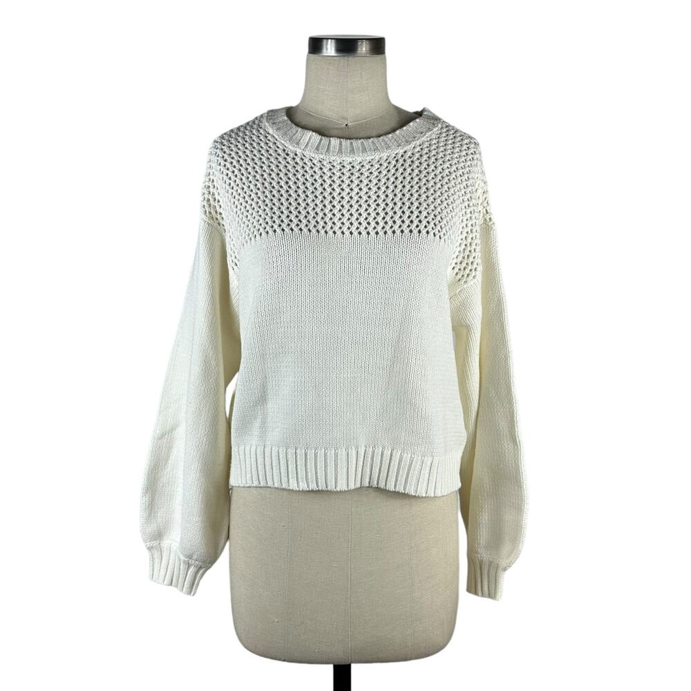 AMERICAN EAGLE OUTFITTERS AEO Cream Knit Cropped Pullover Sweater Size Medium